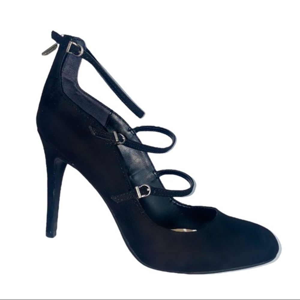 Circus by Sam Edelman Chrissy Suede 3 Strap Black Pumps size 7.5